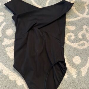 Five Dancewear Crossover Off the Shoulder Black Leotard